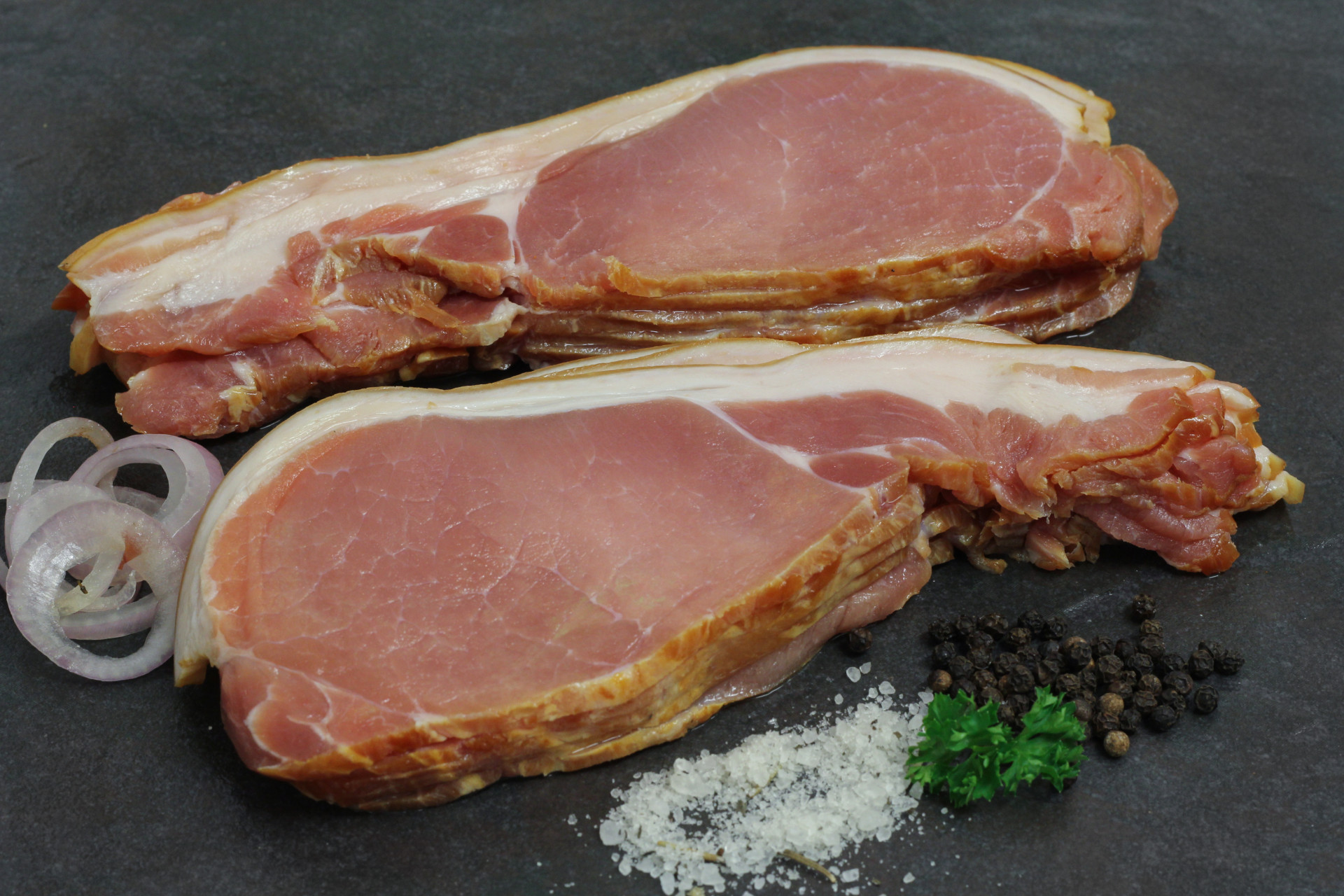 Bacon With Rind Smoked Back Bacon - Dry-Cured, Rind-On, Traditional