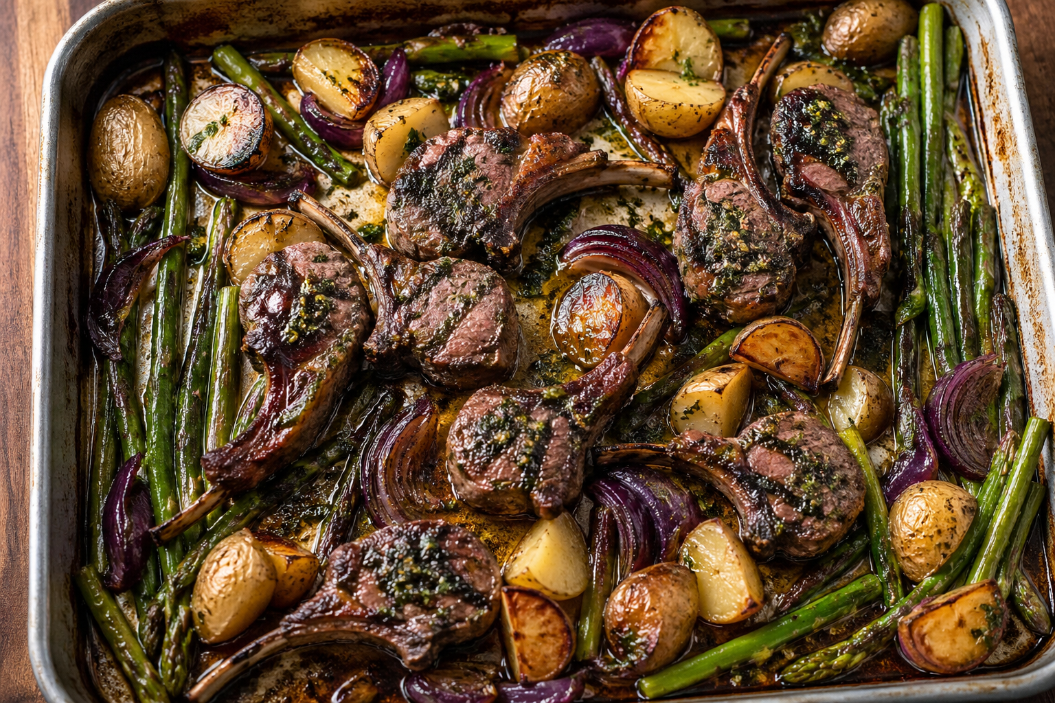 Minted Lamb Chops Traybake