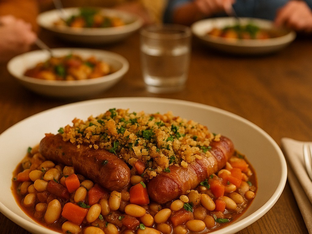 Sausage & Bean Cassoulet with Herby Stuffing Crumbs